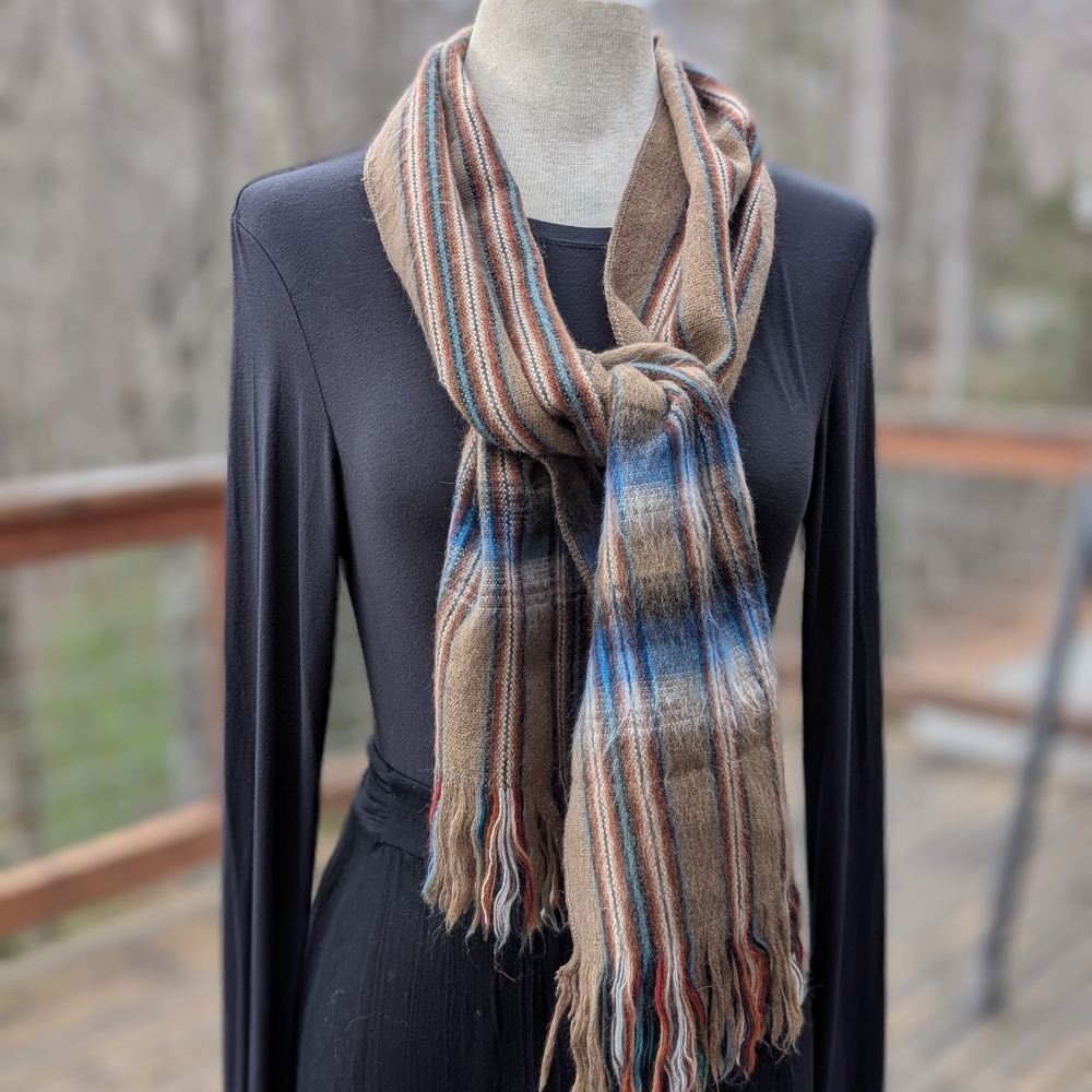 Brown Striped Warm Winter Scarf